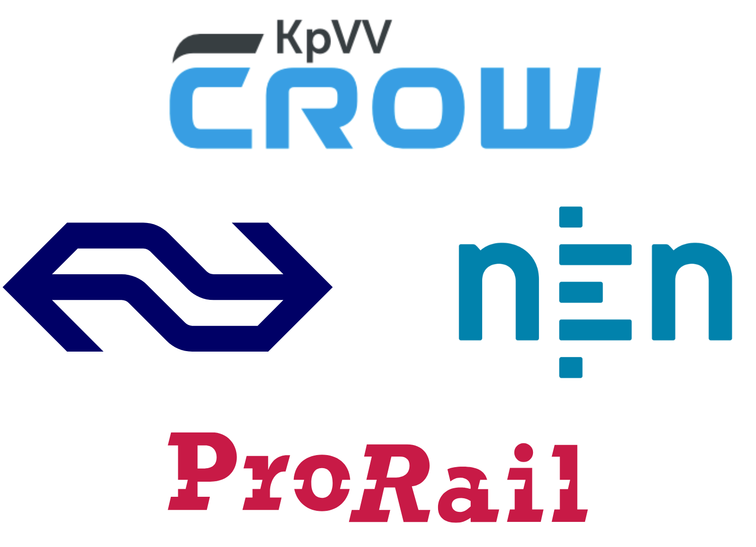 Logo's CROW, NS, NEN en ProRail