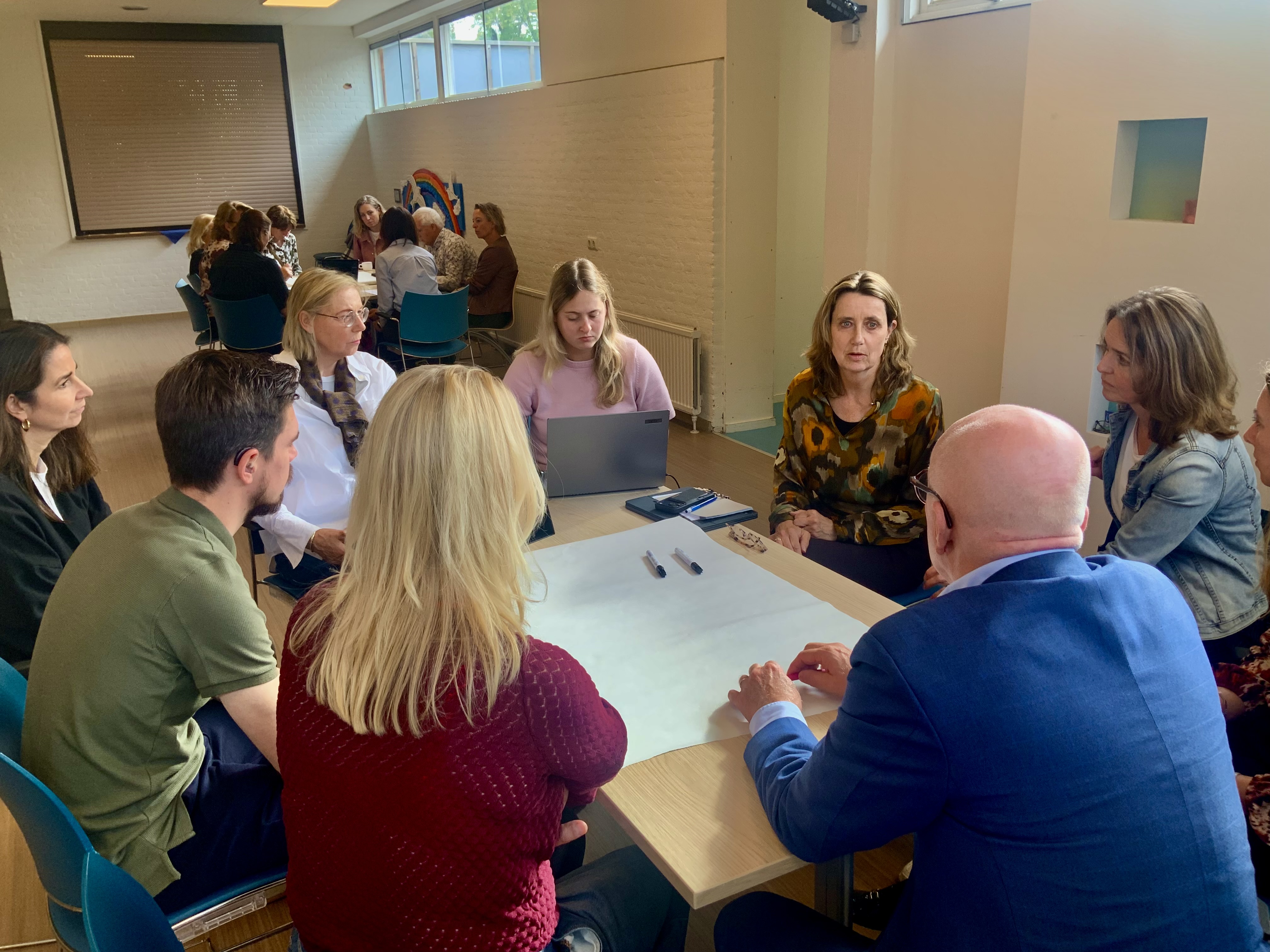 Sitevisit 2026 - Deelnemers zitten aan tafel en voeren een gesprek